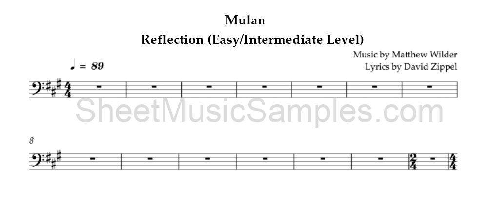 Mulan - Reflection (Easy/Intermediate Level)