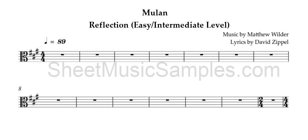 Mulan - Reflection (Easy/Intermediate Level)