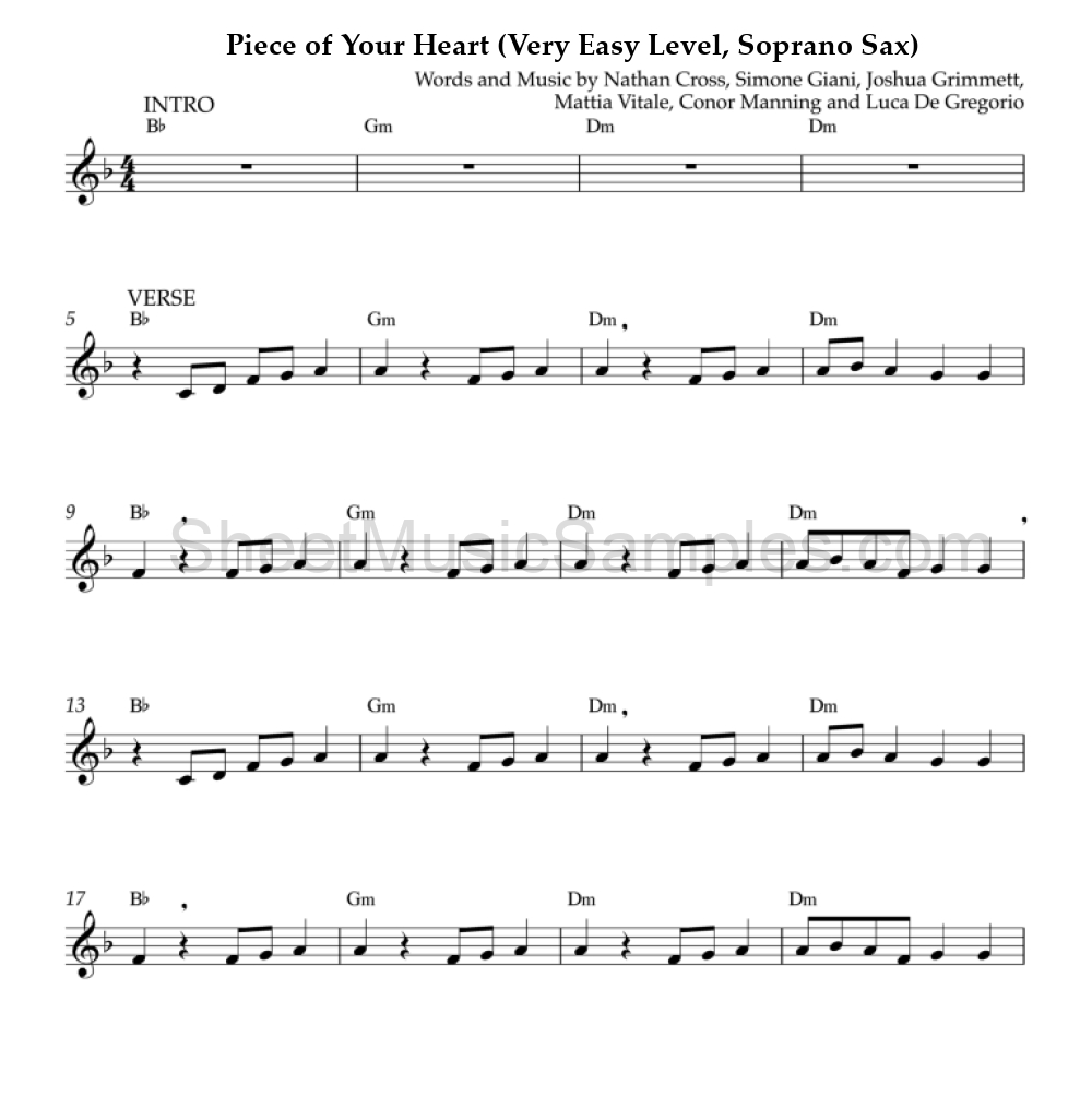 Piece of Your Heart (Very Easy Level, Soprano Sax)