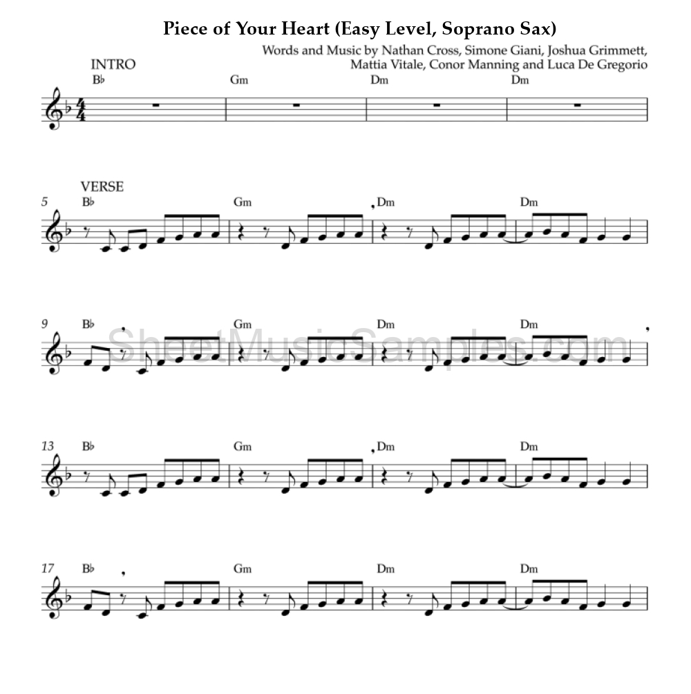 Piece of Your Heart (Easy Level, Soprano Sax)