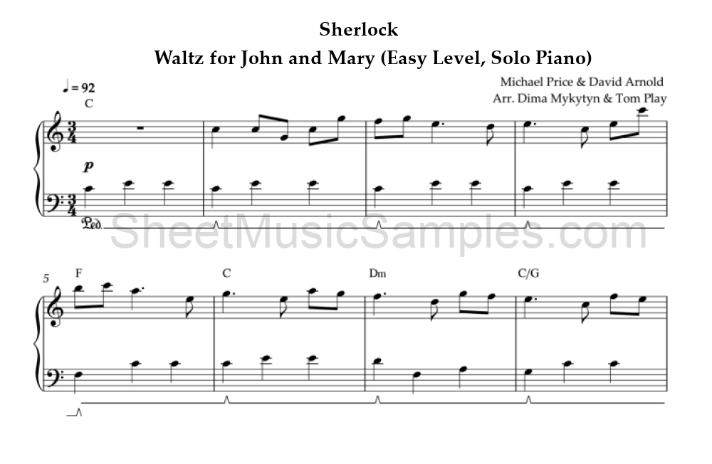 Sherlock - Waltz for John and Mary (Easy Level, Solo Piano)