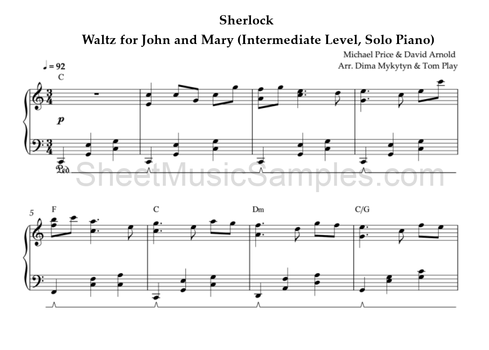 Sherlock - Waltz for John and Mary (Intermediate Level, Solo Piano)