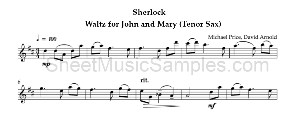 Sherlock - Waltz for John and Mary (Tenor Sax)