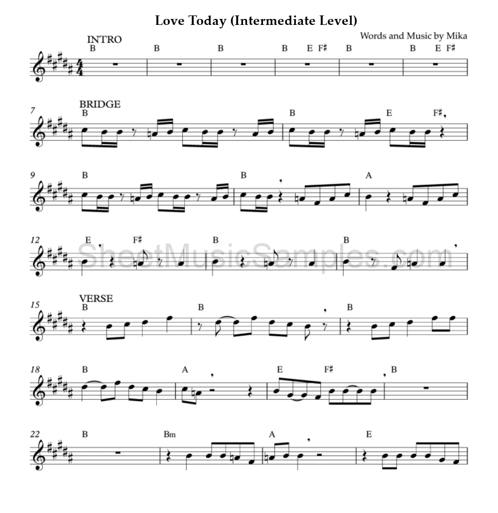 Love Today (Intermediate Level)