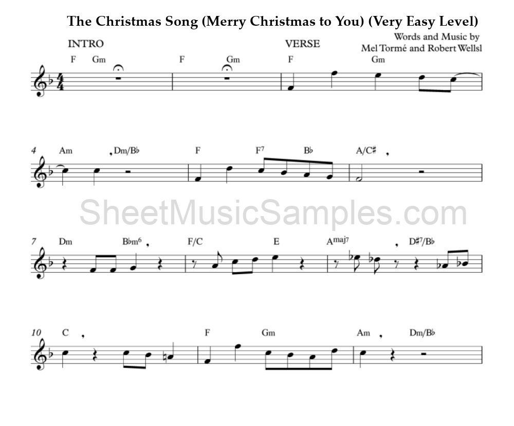 The Christmas Song (Merry Christmas to You) (Very Easy Level)