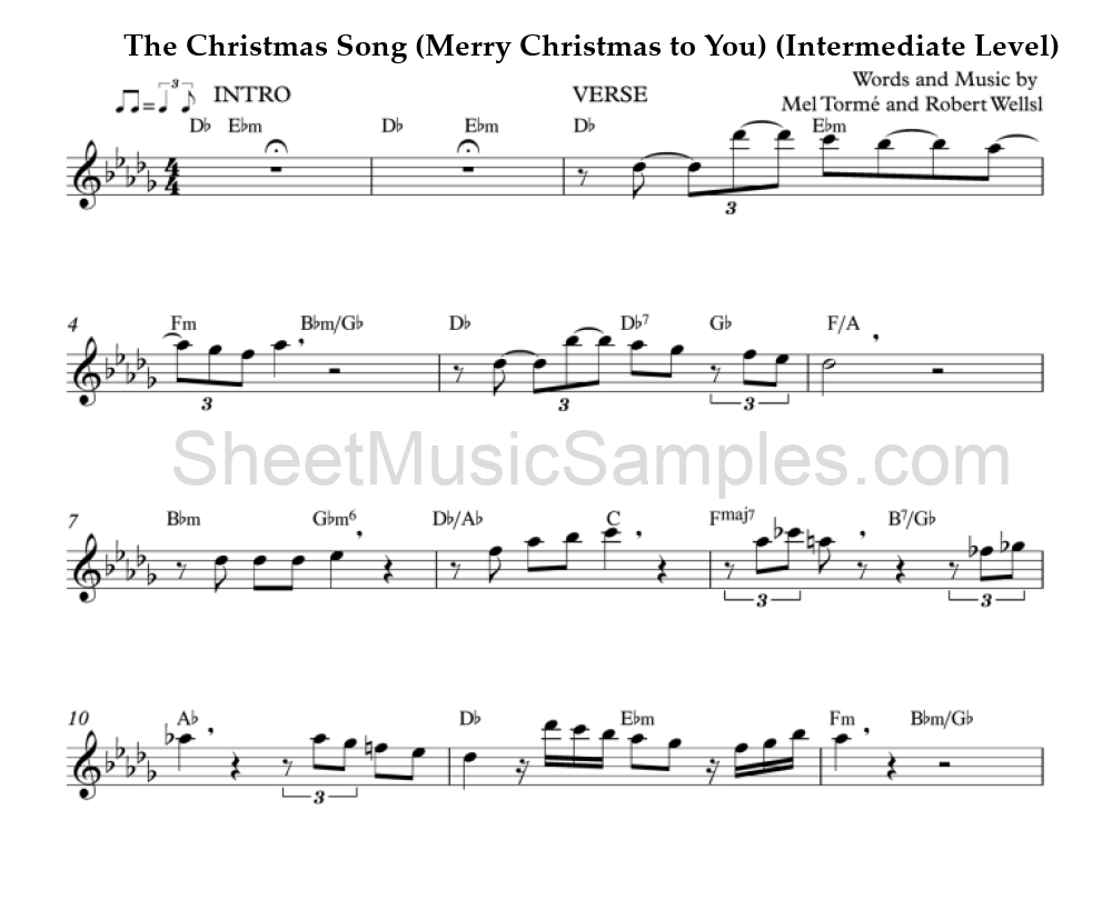 The Christmas Song (Merry Christmas to You) (Intermediate Level)