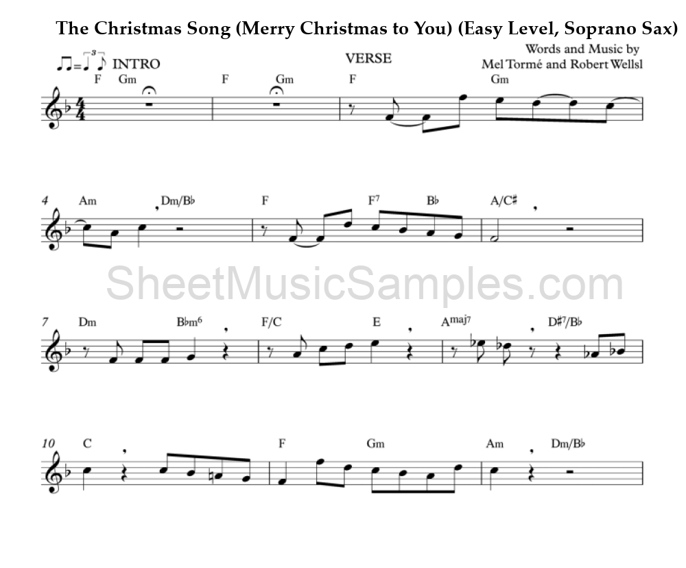 The Christmas Song (Merry Christmas to You) (Easy Level, Soprano Sax)