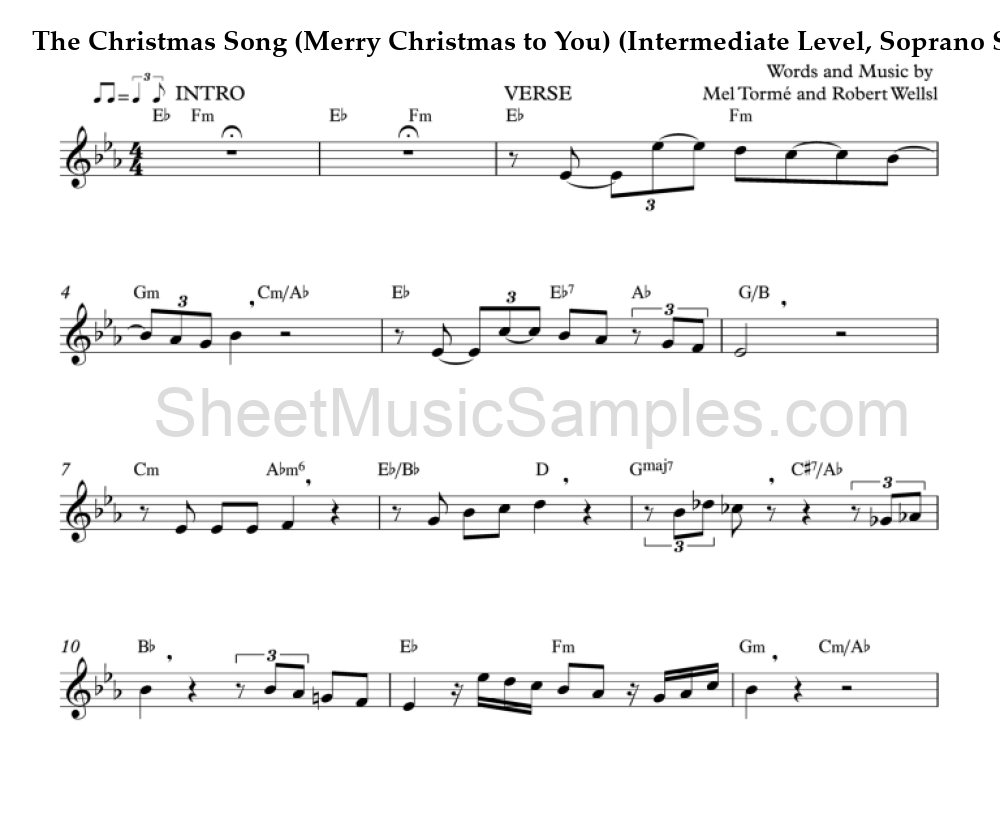 The Christmas Song (Merry Christmas to You) (Intermediate Level, Soprano Sax)