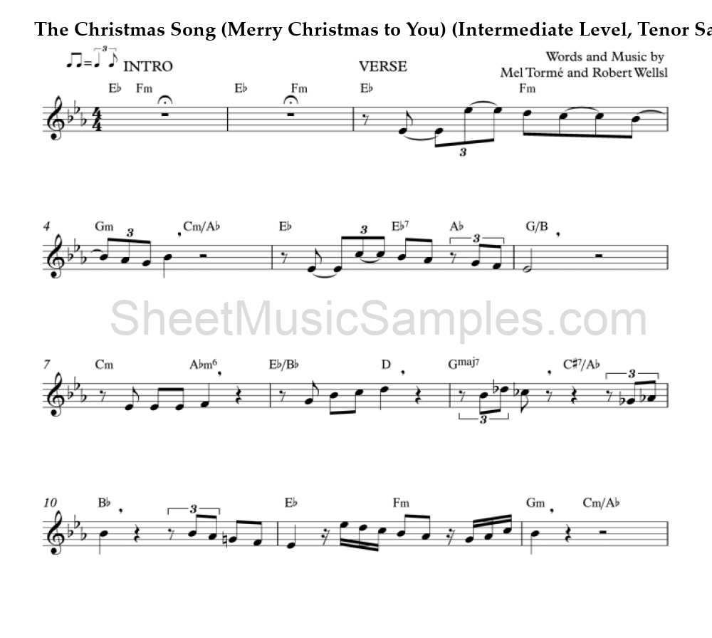 The Christmas Song (Merry Christmas to You) (Intermediate Level, Tenor Sax)