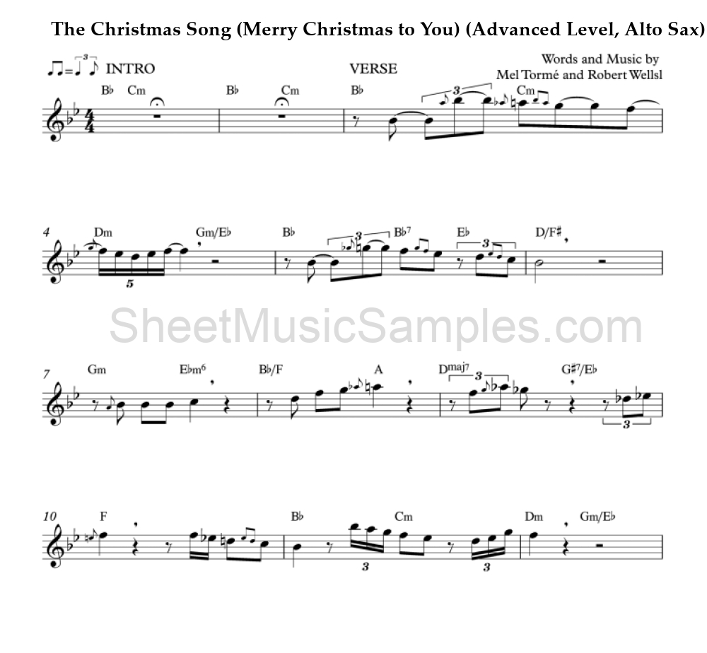 The Christmas Song (Merry Christmas to You) (Advanced Level, Alto Sax)