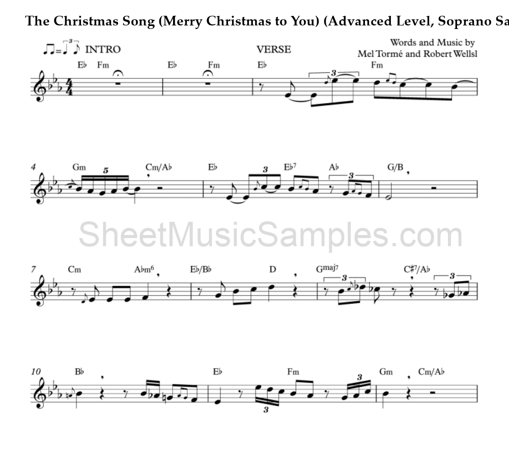 The Christmas Song (Merry Christmas to You) (Advanced Level, Soprano Sax)