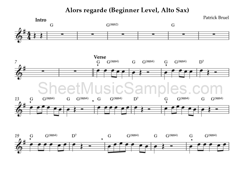 Alors regarde (Beginner Level, Alto Sax)