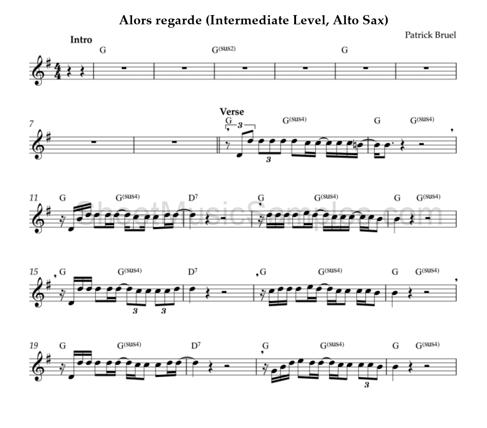 Alors regarde (Intermediate Level, Alto Sax)