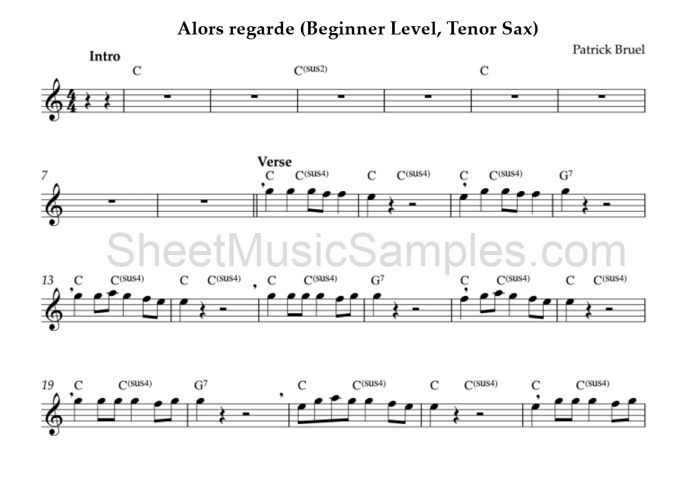 Alors regarde (Beginner Level, Tenor Sax)