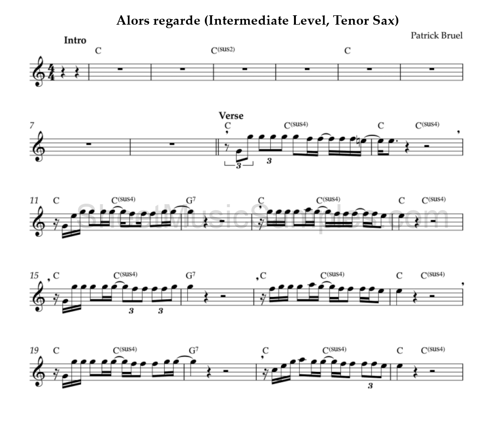 Alors regarde (Intermediate Level, Tenor Sax)