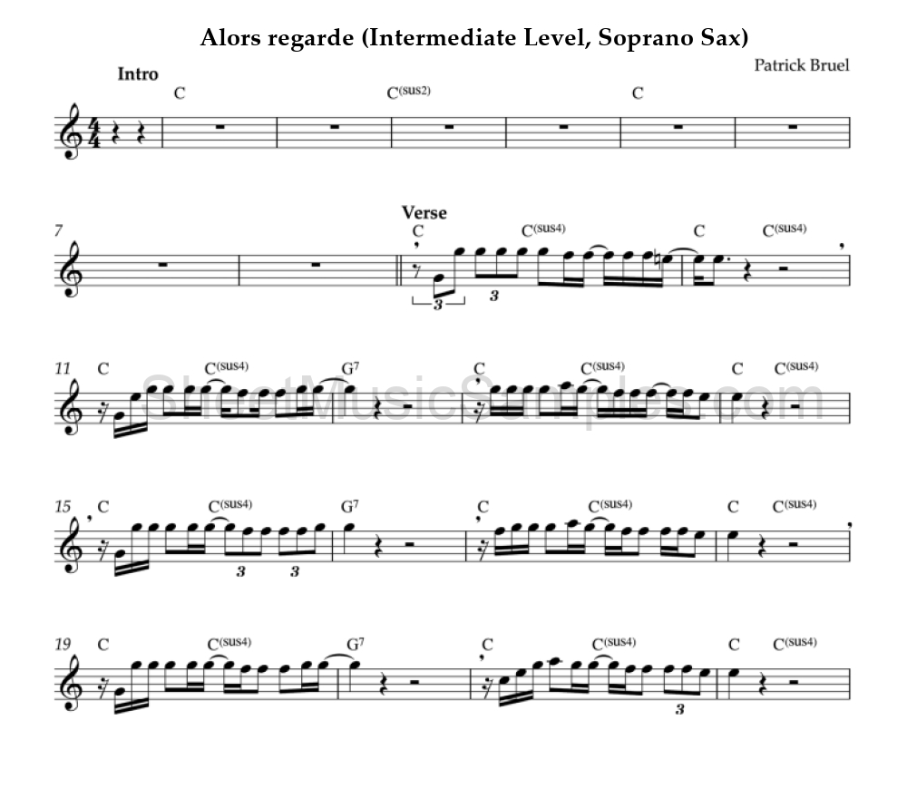 Alors regarde (Intermediate Level, Soprano Sax)