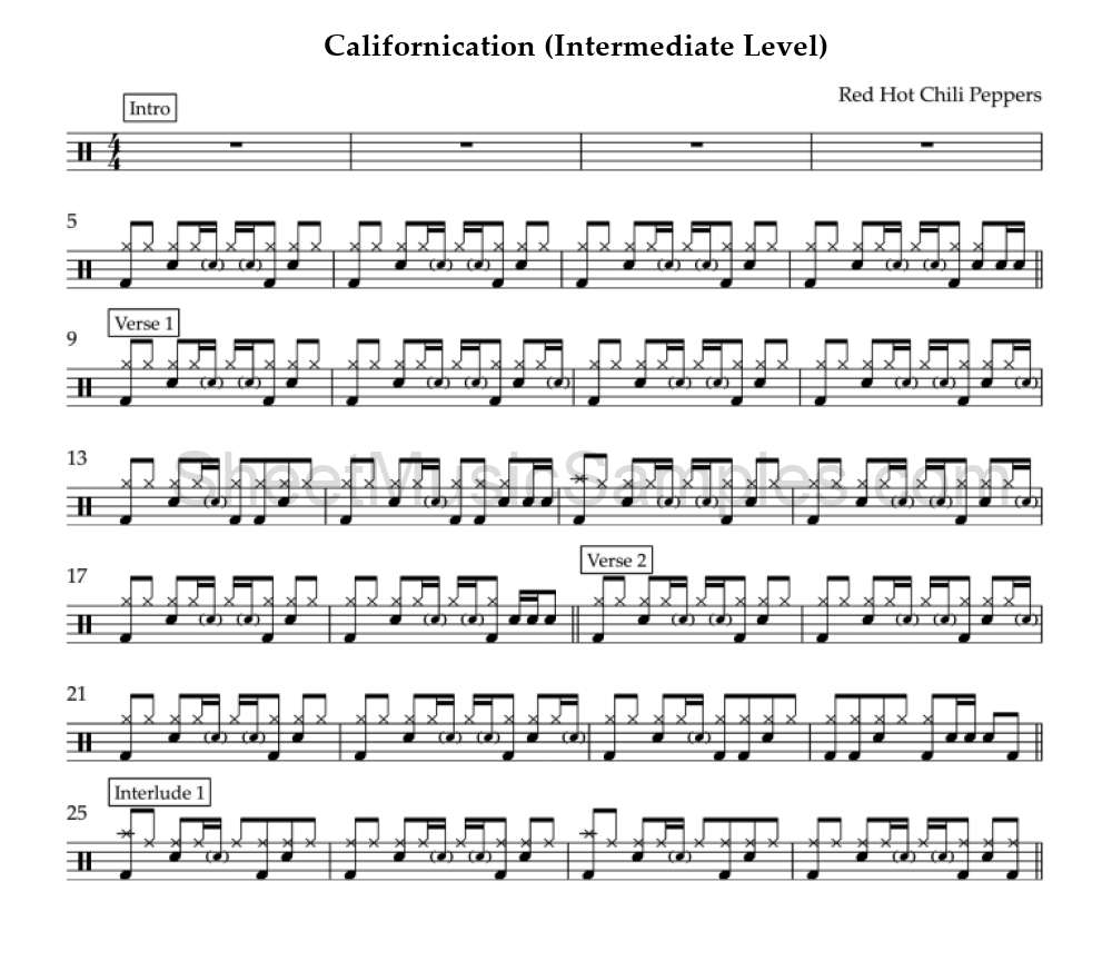 Californication (Intermediate Level)