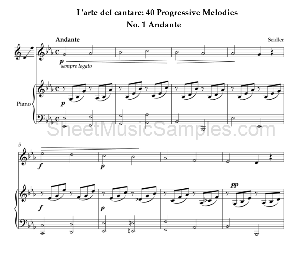 L'arte del cantare: 40 Progressive Melodies - No. 1 Andante