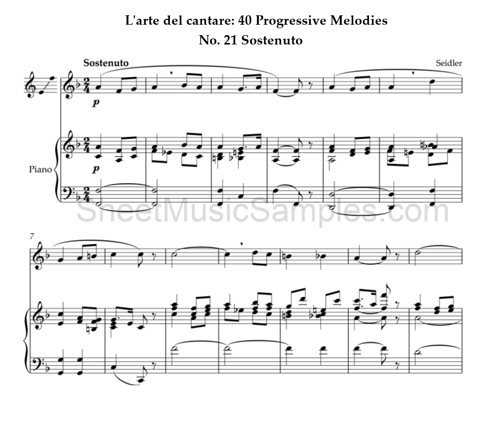 L'arte del cantare: 40 Progressive Melodies - No. 21 Sostenuto