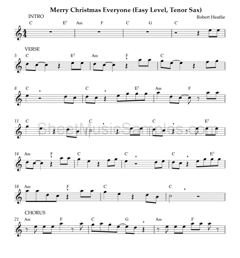 Merry Christmas Everyone (Easy Level, Tenor Sax)