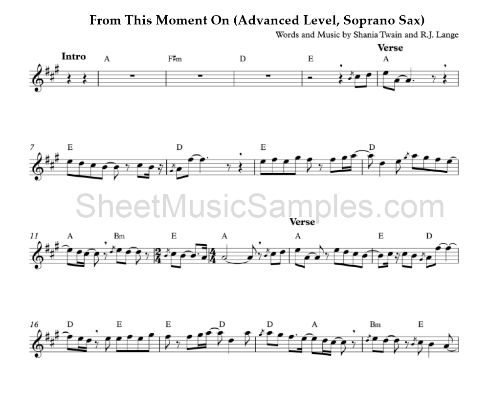 From This Moment On (Advanced Level, Soprano Sax)