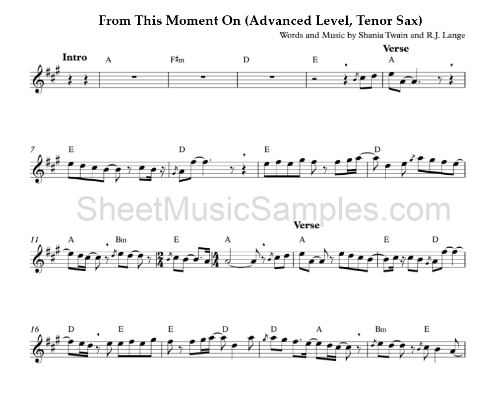 From This Moment On (Advanced Level, Tenor Sax)