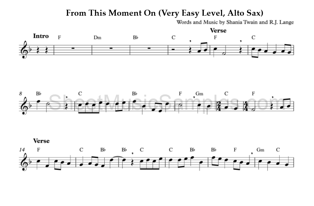 From This Moment On (Very Easy Level, Alto Sax)