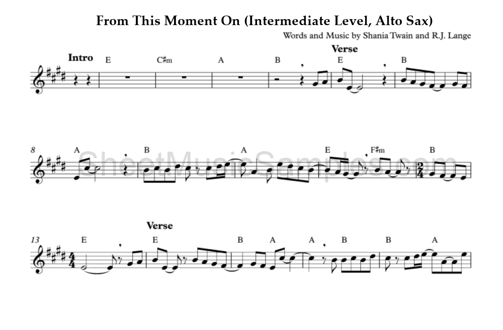 From This Moment On (Intermediate Level, Alto Sax)