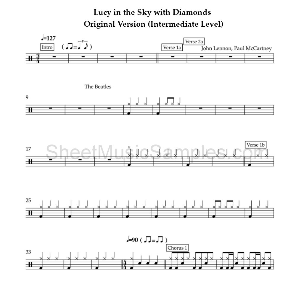 Lucy in the Sky with Diamonds - Original Version (Intermediate Level)