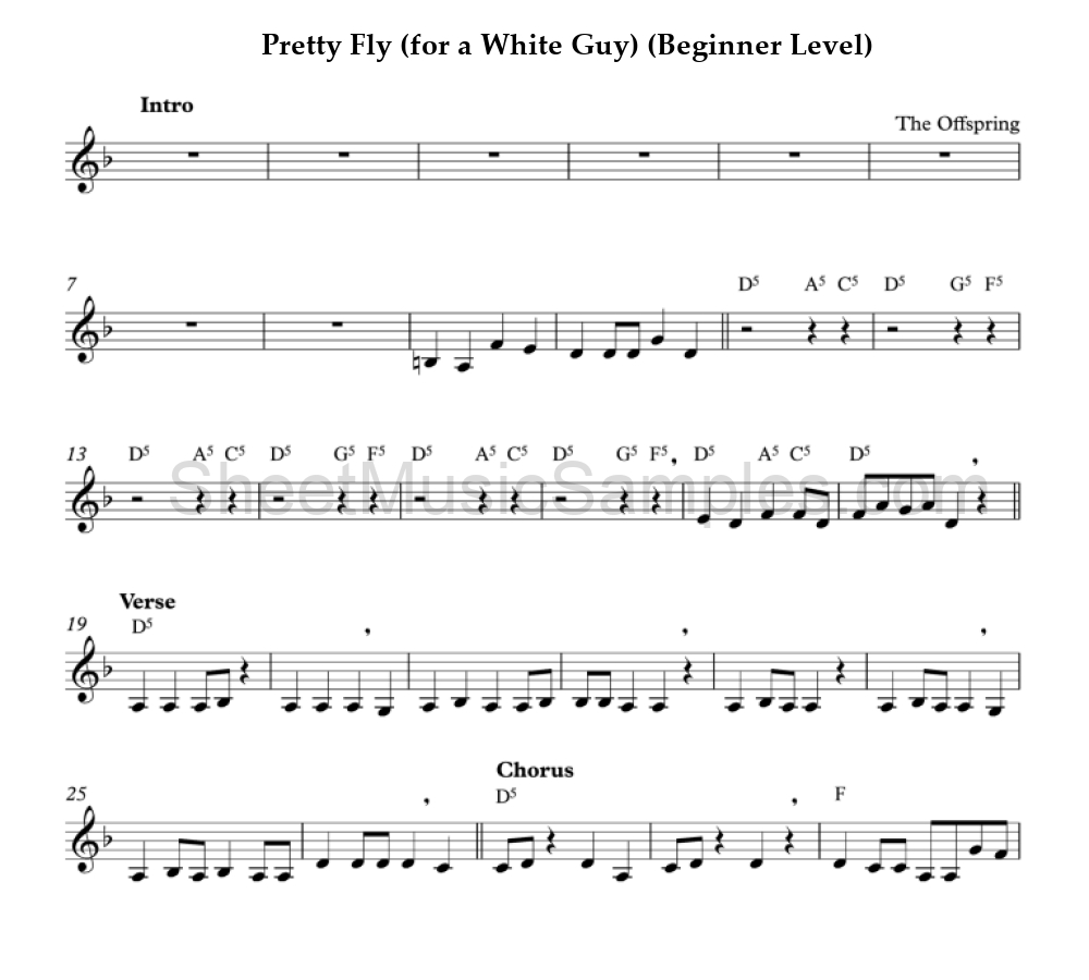 Pretty Fly (for a White Guy) (Beginner Level)