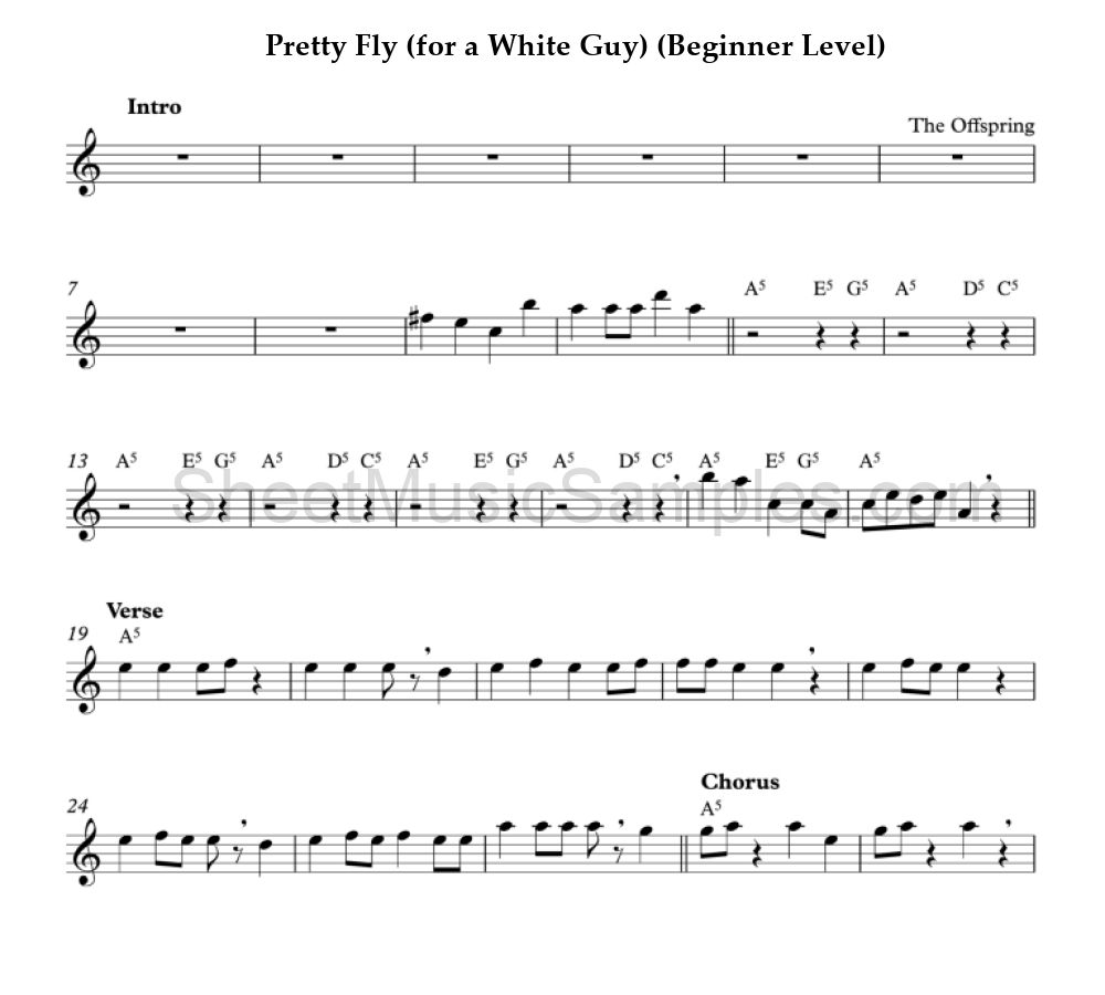 Pretty Fly (for a White Guy) (Beginner Level)