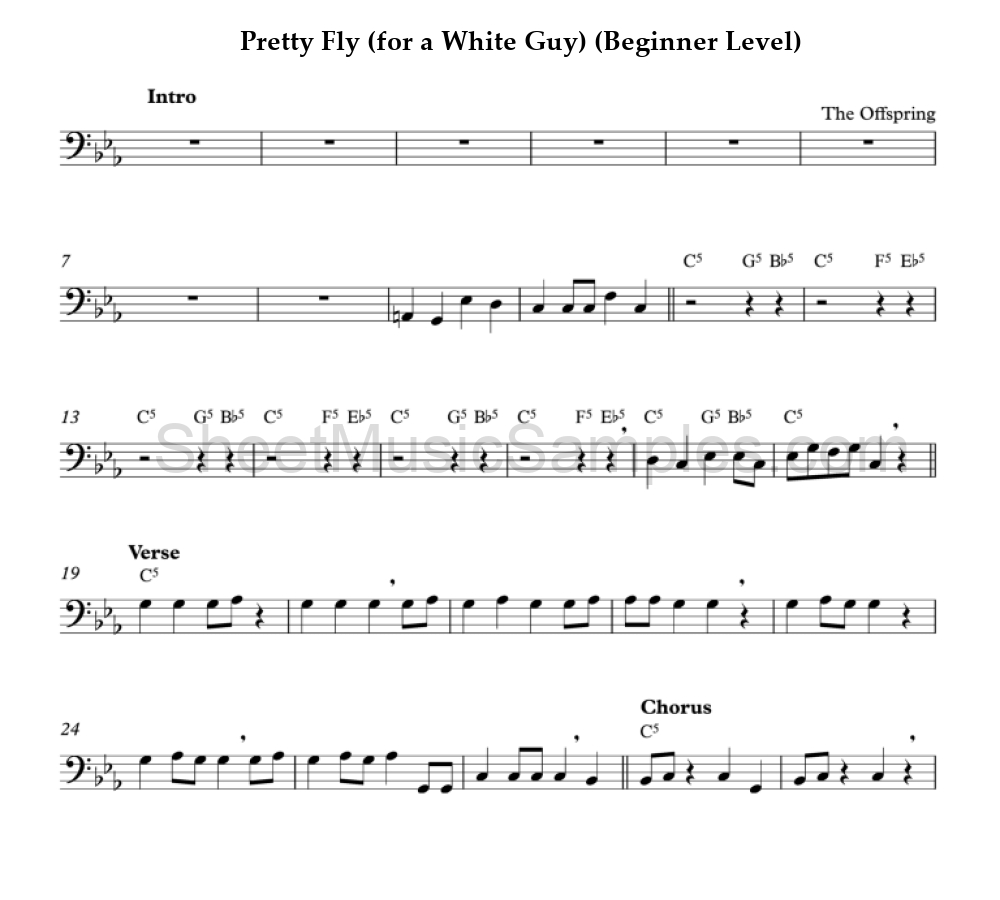 Pretty Fly (for a White Guy) (Beginner Level)