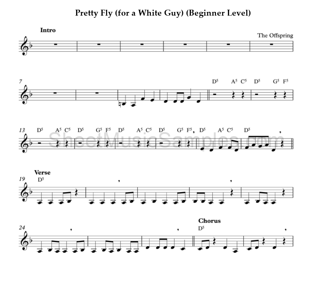 Pretty Fly (for a White Guy) (Beginner Level)