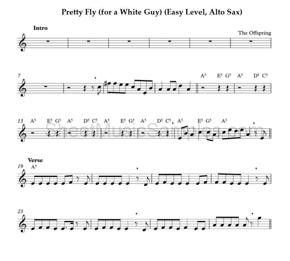 Pretty Fly (for a White Guy) (Easy Level, Alto Sax)