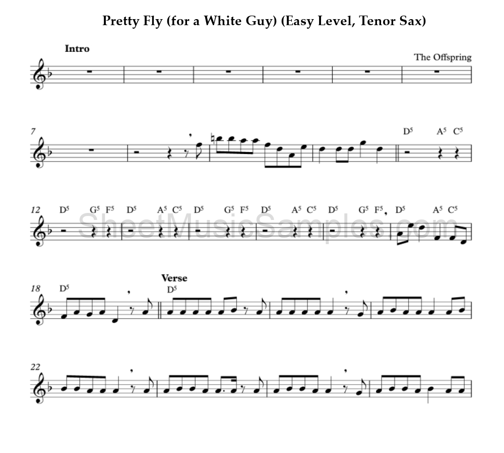 Pretty Fly (for a White Guy) (Easy Level, Tenor Sax)