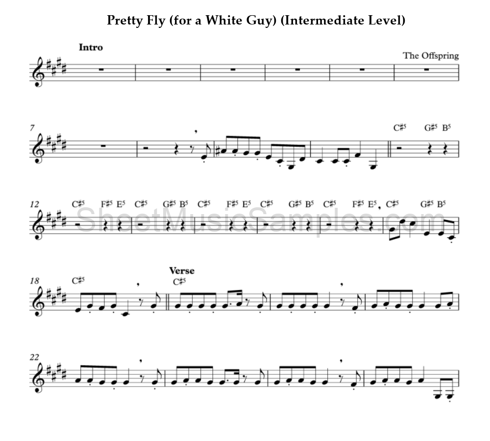 Pretty Fly (for a White Guy) (Intermediate Level)