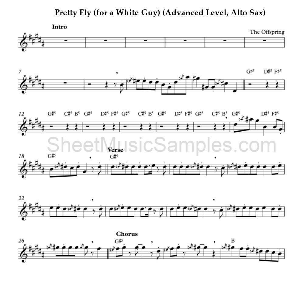 Pretty Fly (for a White Guy) (Advanced Level, Alto Sax)