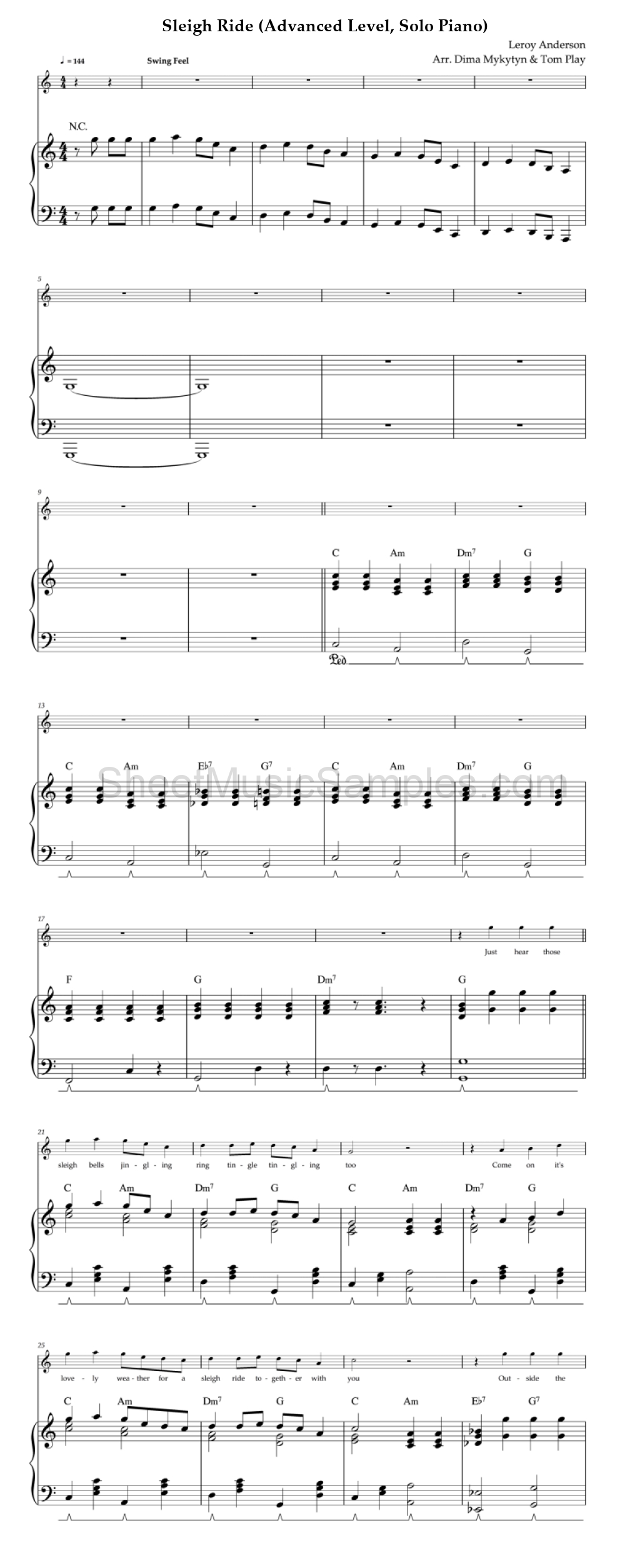 Sleigh Ride (Advanced Level, Solo Piano)