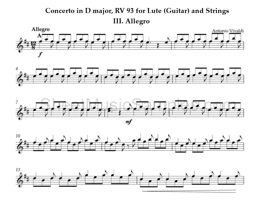 Concerto in D major, RV 93 for Lute (Guitar) and Strings - III. Allegro