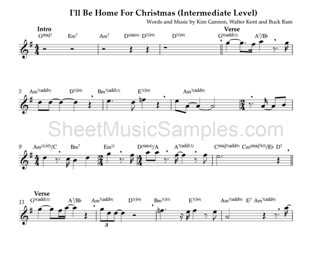 I'll Be Home For Christmas (Intermediate Level)