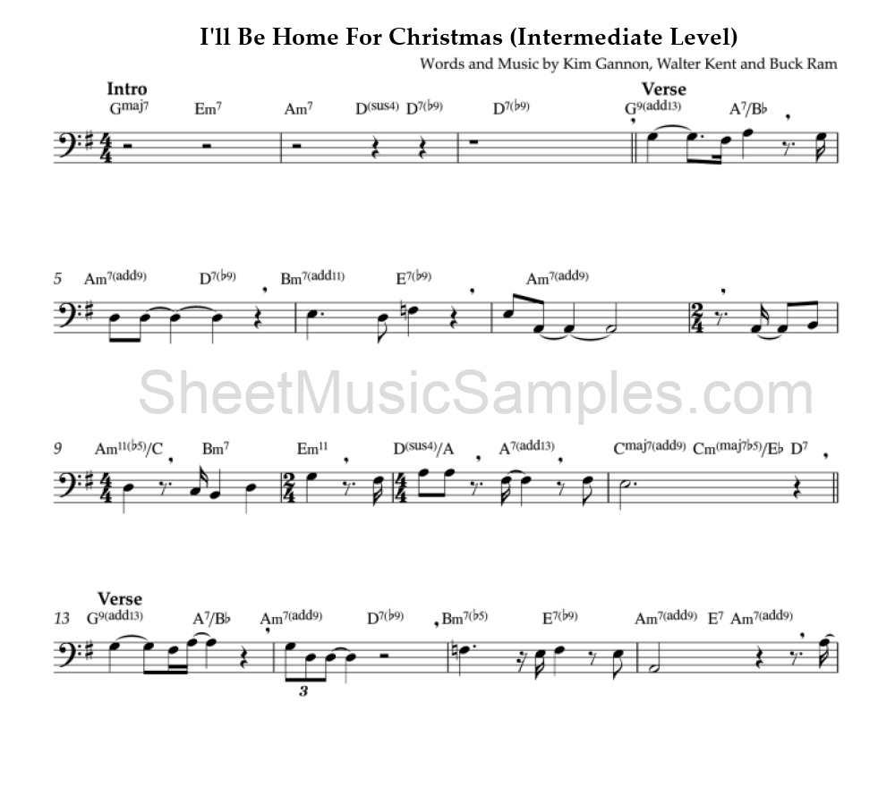 I'll Be Home For Christmas (Intermediate Level)