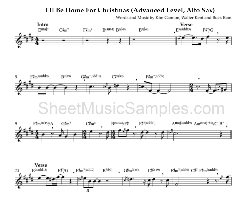 I'll Be Home For Christmas (Advanced Level, Alto Sax)