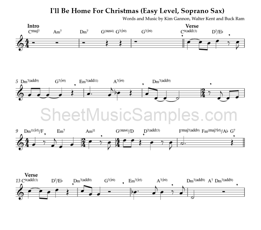 I'll Be Home For Christmas (Easy Level, Soprano Sax)