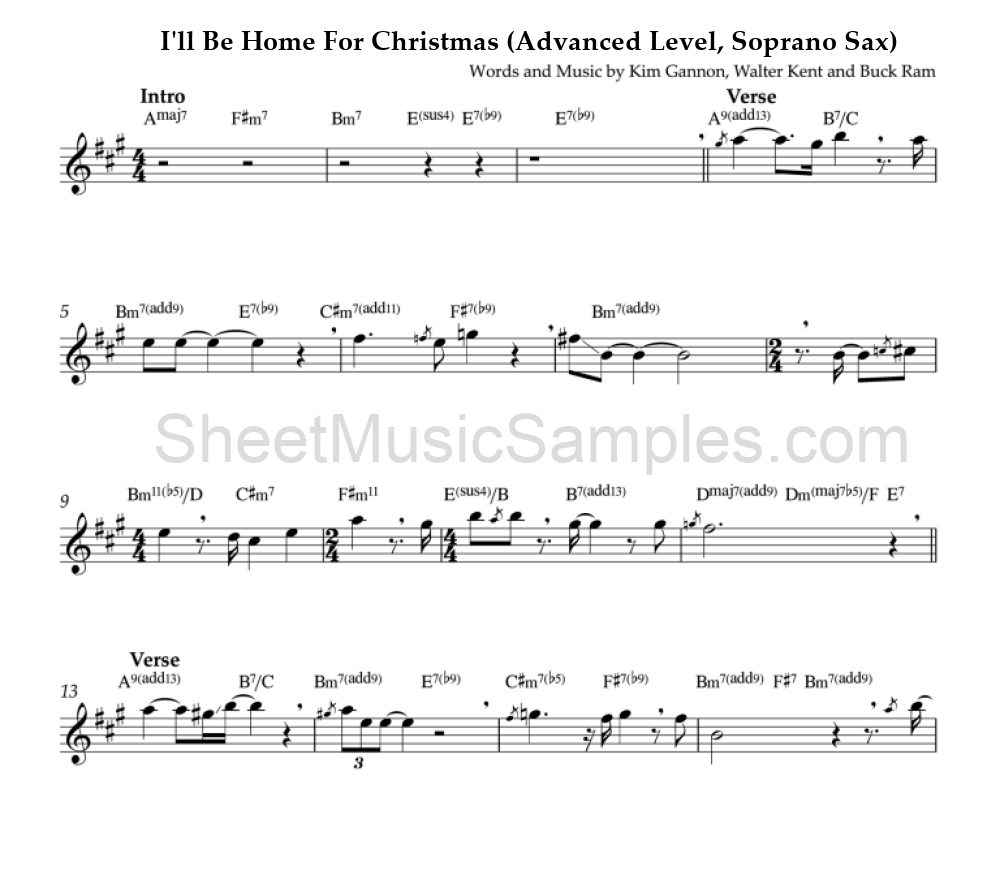 I'll Be Home For Christmas (Advanced Level, Soprano Sax)