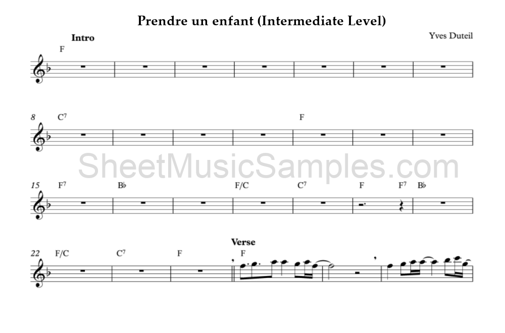 Prendre un enfant (Intermediate Level)