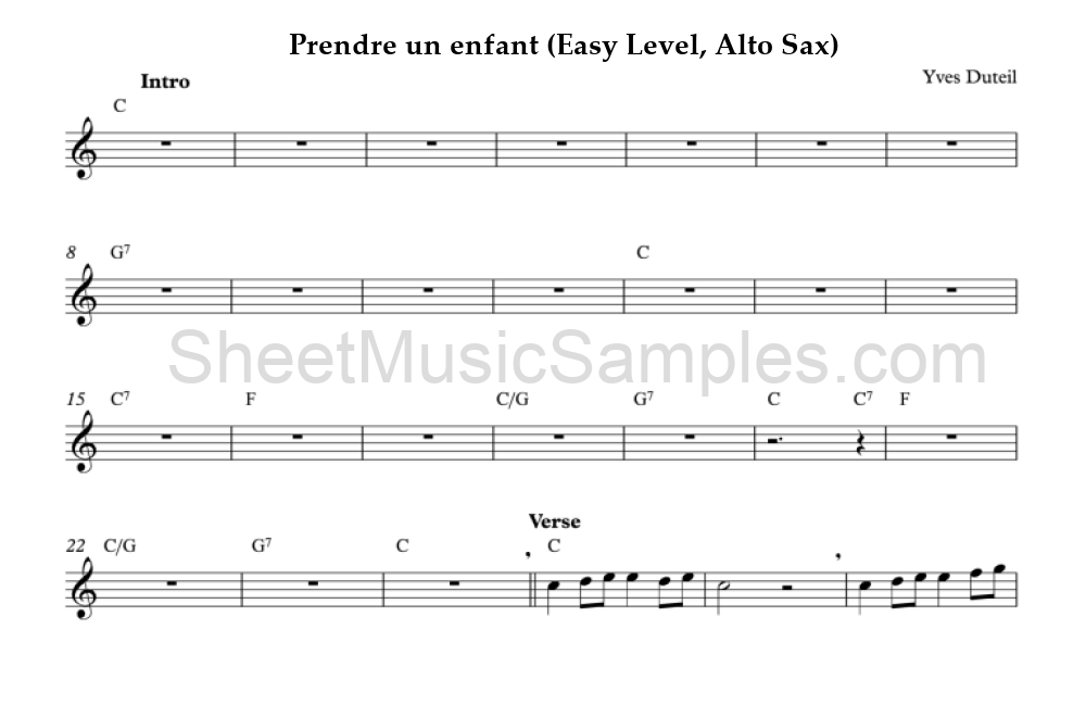 Prendre un enfant (Easy Level, Alto Sax)