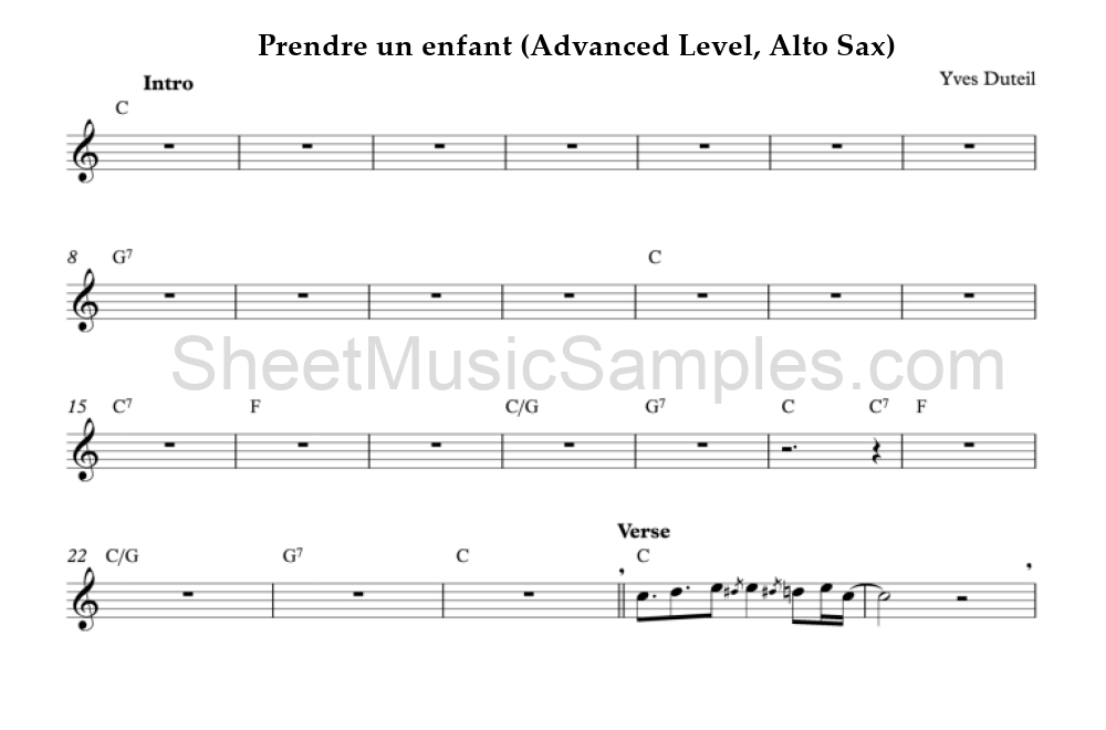 Prendre un enfant (Advanced Level, Alto Sax)