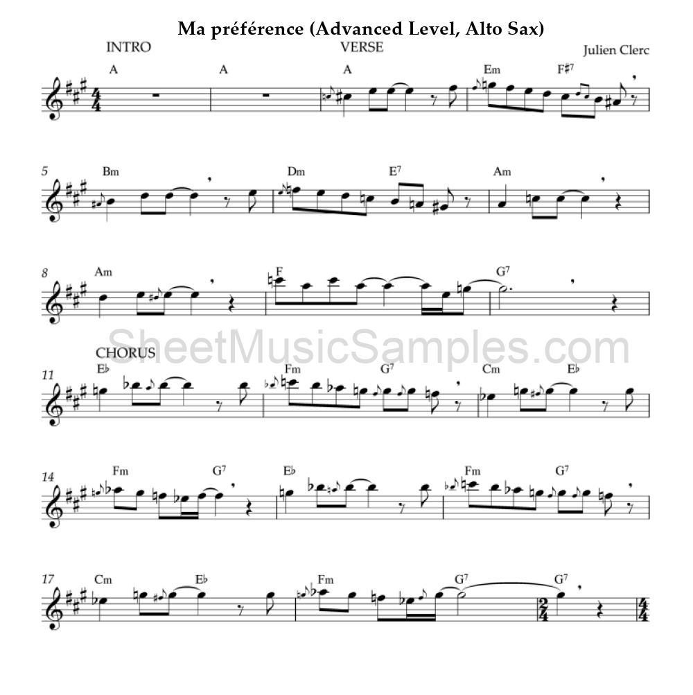 Ma préférence (Advanced Level, Alto Sax)