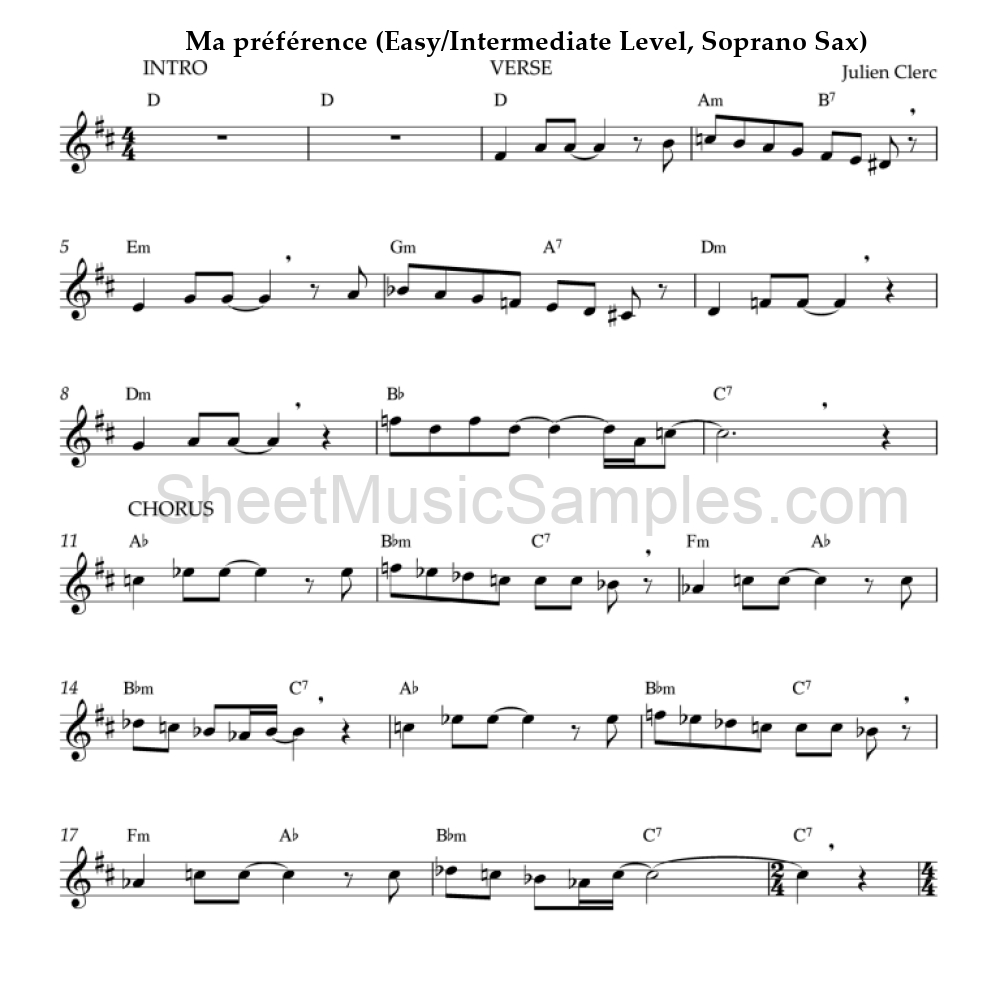 Ma préférence (Easy/Intermediate Level, Soprano Sax)