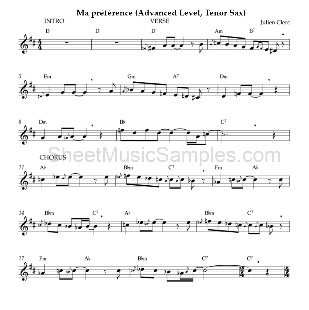 Ma préférence (Advanced Level, Tenor Sax)